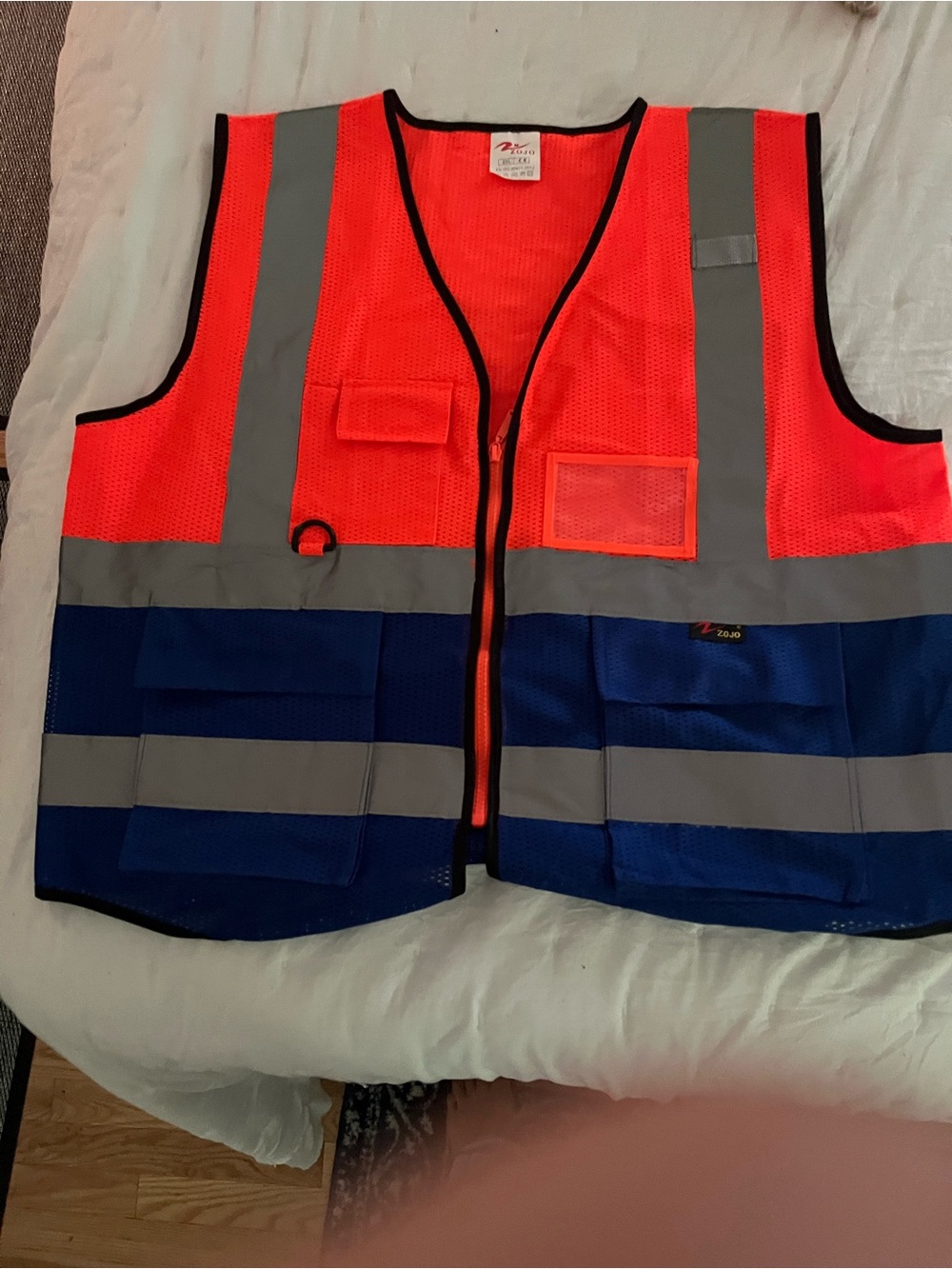 Men's High-Visibility Safety Vest - Orange and Blue